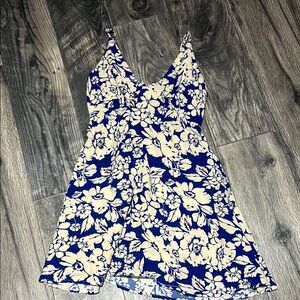 Lulu's Blue and Cream Floral Dress